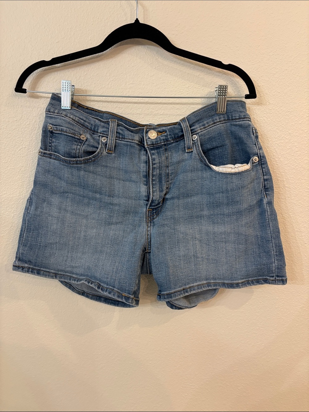 Women's Light Blue Levi’s Denim Jean Shorts with Classic Five-Pocket Design